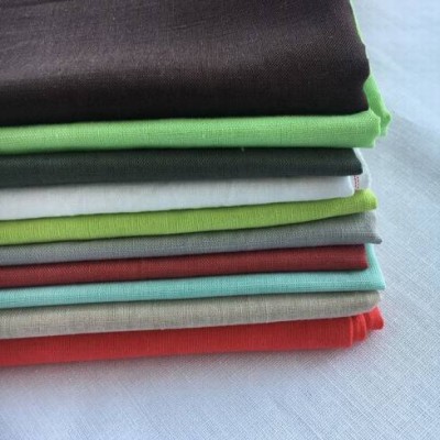 Various Color Ready Made In Stock Plain Dyed Woven Fine Linen Cotton Fabric For Dress