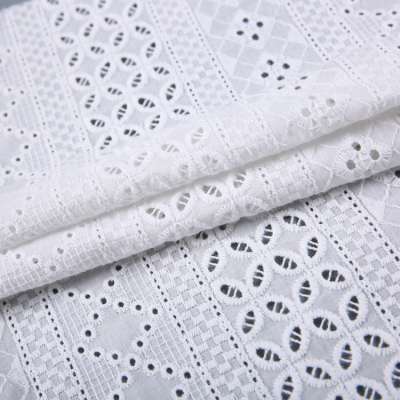 Hot sale 60S*60S jersey plain net white embroidered 100% cotton fabric for woman dress