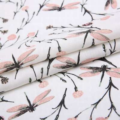 55% linen 45% viscose woven white flower liberty custom digital print fabric guangzhou for shirt